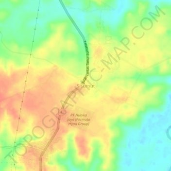 Mapa topográfico Sisumut, altitud, relieve