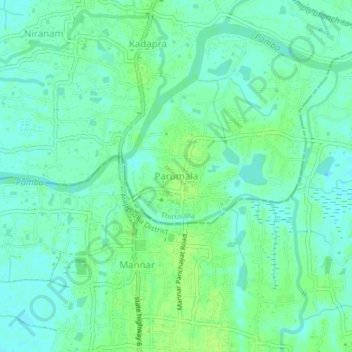 Mapa topográfico Parumala, altitud, relieve
