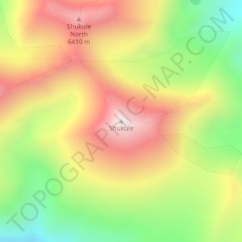 Mapa topográfico Shukule, altitud, relieve