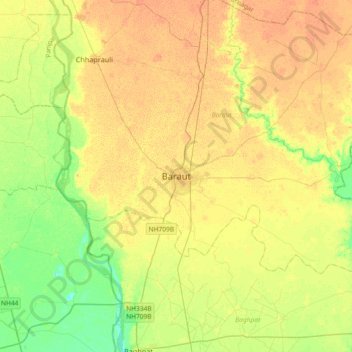 Mapa topográfico Baraut, altitud, relieve