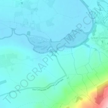 Mapa topográfico Nafford, altitud, relieve