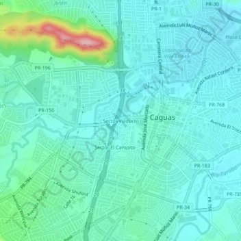 Mapa topográfico Sector Víaducto, altitud, relieve