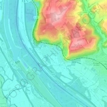 Mapa topográfico Istein, altitud, relieve