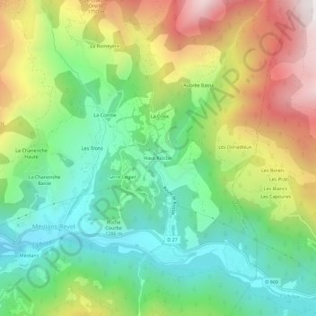 Mapa topográfico Haut Rioclar, altitud, relieve