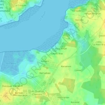 Mapa topográfico Champ de la Rade, altitud, relieve