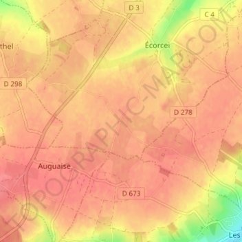 Mapa topográfico Fémisson, altitud, relieve