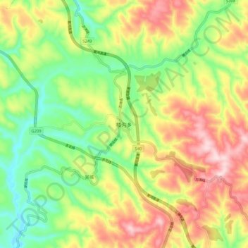 Mapa topográfico 楼沟乡, altitud, relieve