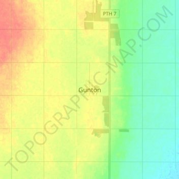 Mapa topográfico Gunton, altitud, relieve