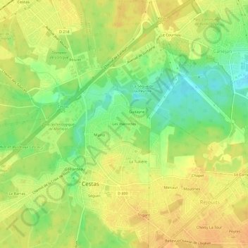 Mapa topográfico Les Pierrettes, altitud, relieve