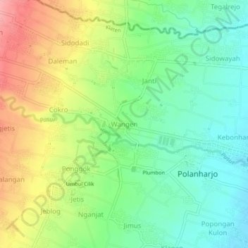 Mapa topográfico Wangen, altitud, relieve