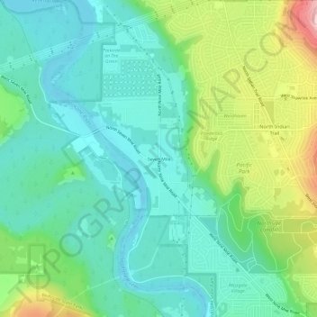 Mapa topográfico Seven Mile, altitud, relieve