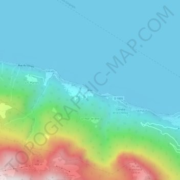 Mapa topográfico Bret, altitud, relieve
