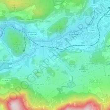Mapa topográfico Auer, altitud, relieve