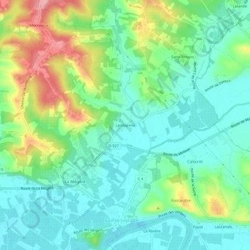 Mapa topográfico Lembenne, altitud, relieve