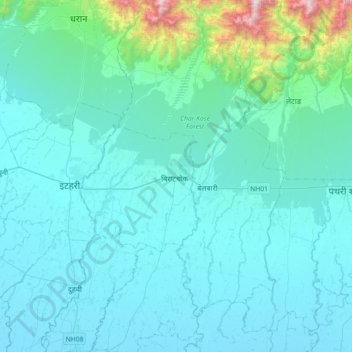 Mapa topográfico Sundarharaicha, altitud, relieve