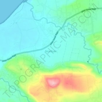 Mapa topográfico Noelbaki, altitud, relieve