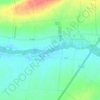 Mapa topográfico Bois Colbert, altitud, relieve