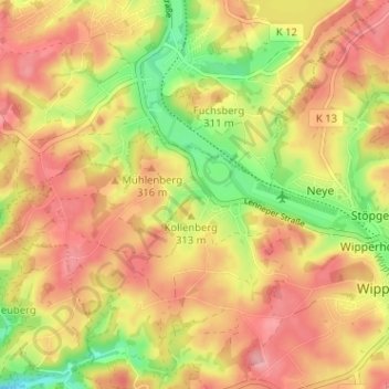 Mapa topográfico Hämmern, altitud, relieve