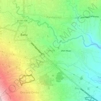 Mapa topográfico Temas, altitud, relieve