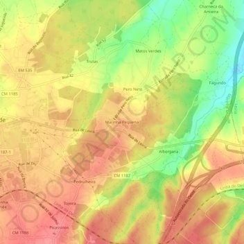 Mapa topográfico Marinha Pequena, altitud, relieve
