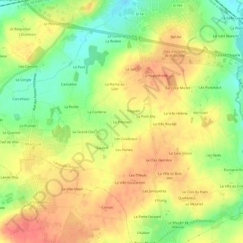 Mapa topográfico La Fresnay, altitud, relieve