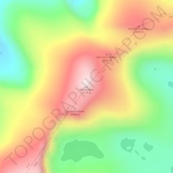 Mapa topográfico Stornubben, altitud, relieve