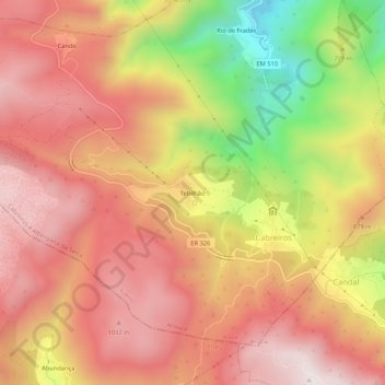 Mapa topográfico Tebilhão, altitud, relieve
