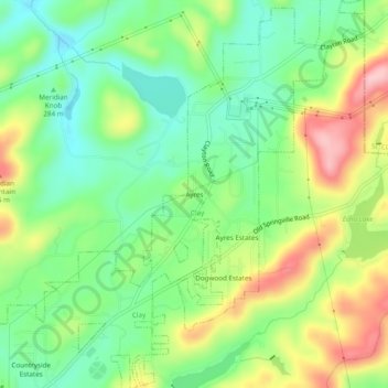 Mapa topográfico Ayres, altitud, relieve