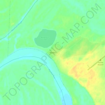 Mapa topográfico Huslia, altitud, relieve