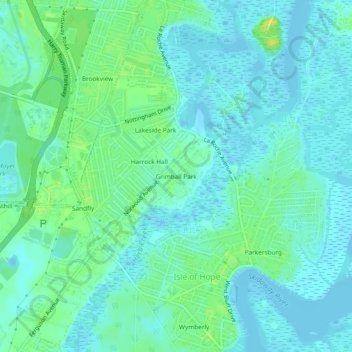 Mapa topográfico Grimball Park, altitud, relieve