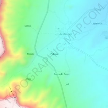 Mapa topográfico Pelado, altitud, relieve