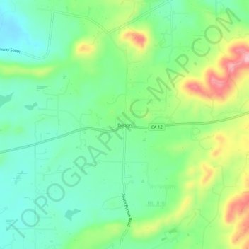 Mapa topográfico Burson, altitud, relieve