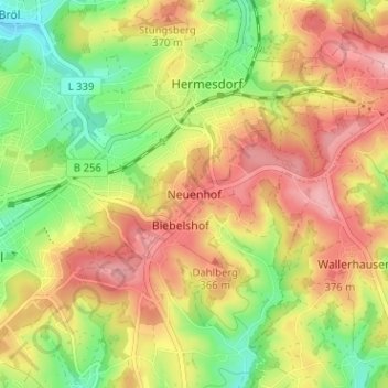 Mapa topográfico Neuenhof, altitud, relieve