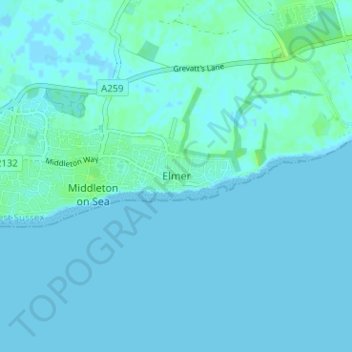 Mapa topográfico Elmer, altitud, relieve