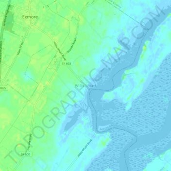 Mapa topográfico Willis Wharf, altitud, relieve