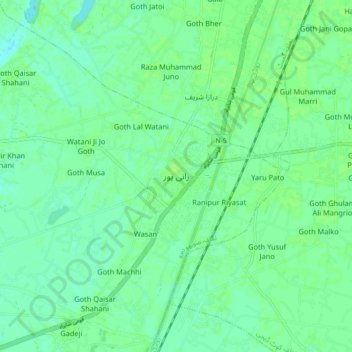 Mapa topográfico Ranipur, altitud, relieve
