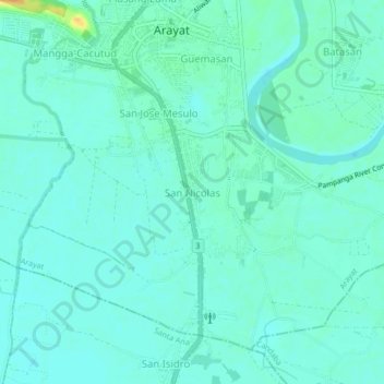 Mapa topográfico San Nicolas, altitud, relieve