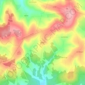 Mapa topográfico Ravière, altitud, relieve