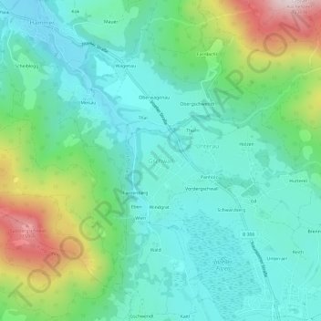 Mapa topográfico Gschwall, altitud, relieve