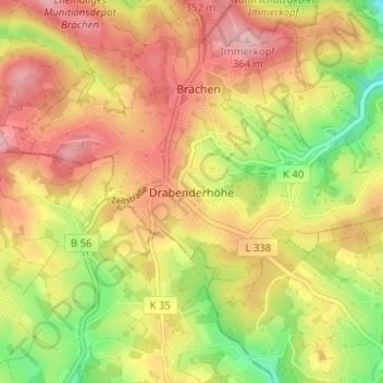 Mapa topográfico Drabenderhöhe, altitud, relieve