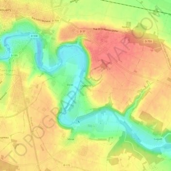 Mapa topográfico Chambre, altitud, relieve