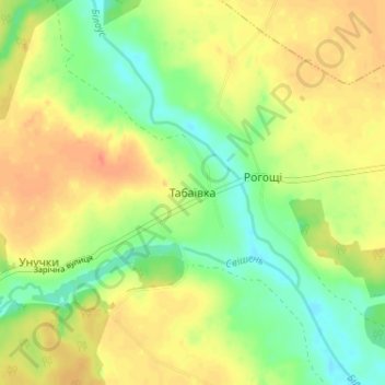 Mapa topográfico Табаївка, altitud, relieve