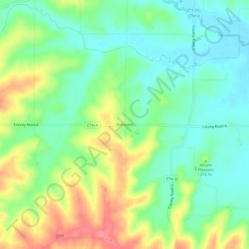 Mapa topográfico Primrose, altitud, relieve