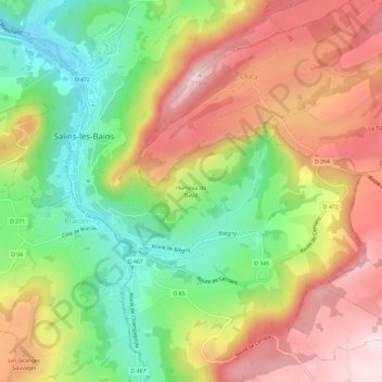 Mapa topográfico Hameau de Baud, altitud, relieve