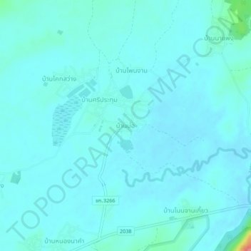 Mapa topográfico Ban Bo, altitud, relieve