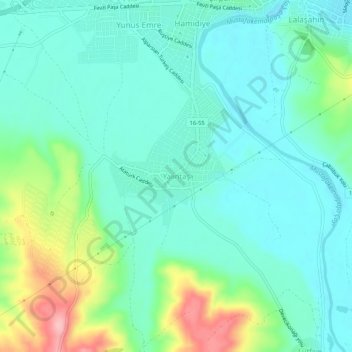 Mapa topográfico Yalıntaş, altitud, relieve