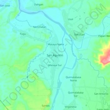 Mapa topográfico San Agustin, altitud, relieve