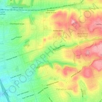 Mapa topográfico Alta Vista, altitud, relieve