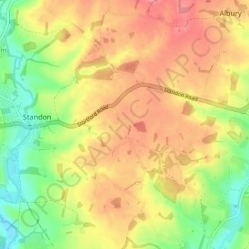 Mapa topográfico Broken Green, altitud, relieve