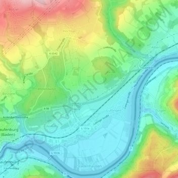 Mapa topográfico Grunholz, altitud, relieve
